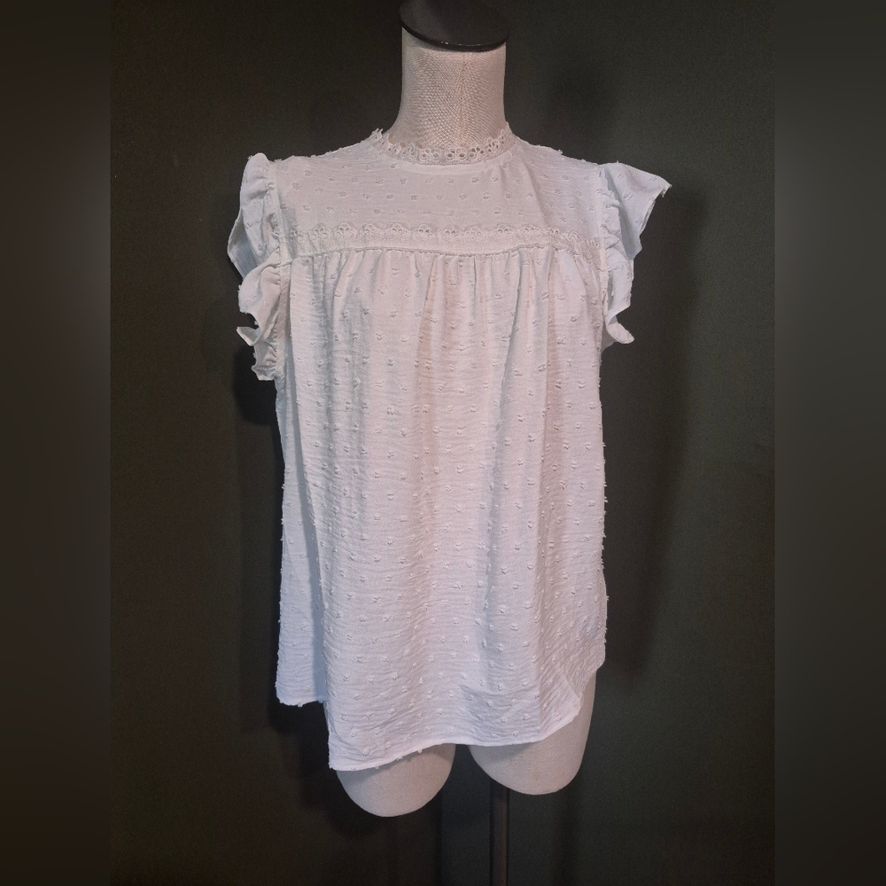 White Ruffle Sleeve Top